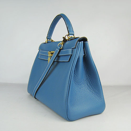 7A Replica Hermes Kelly 32cm Togo Leather Bag Blue 6108 - Click Image to Close